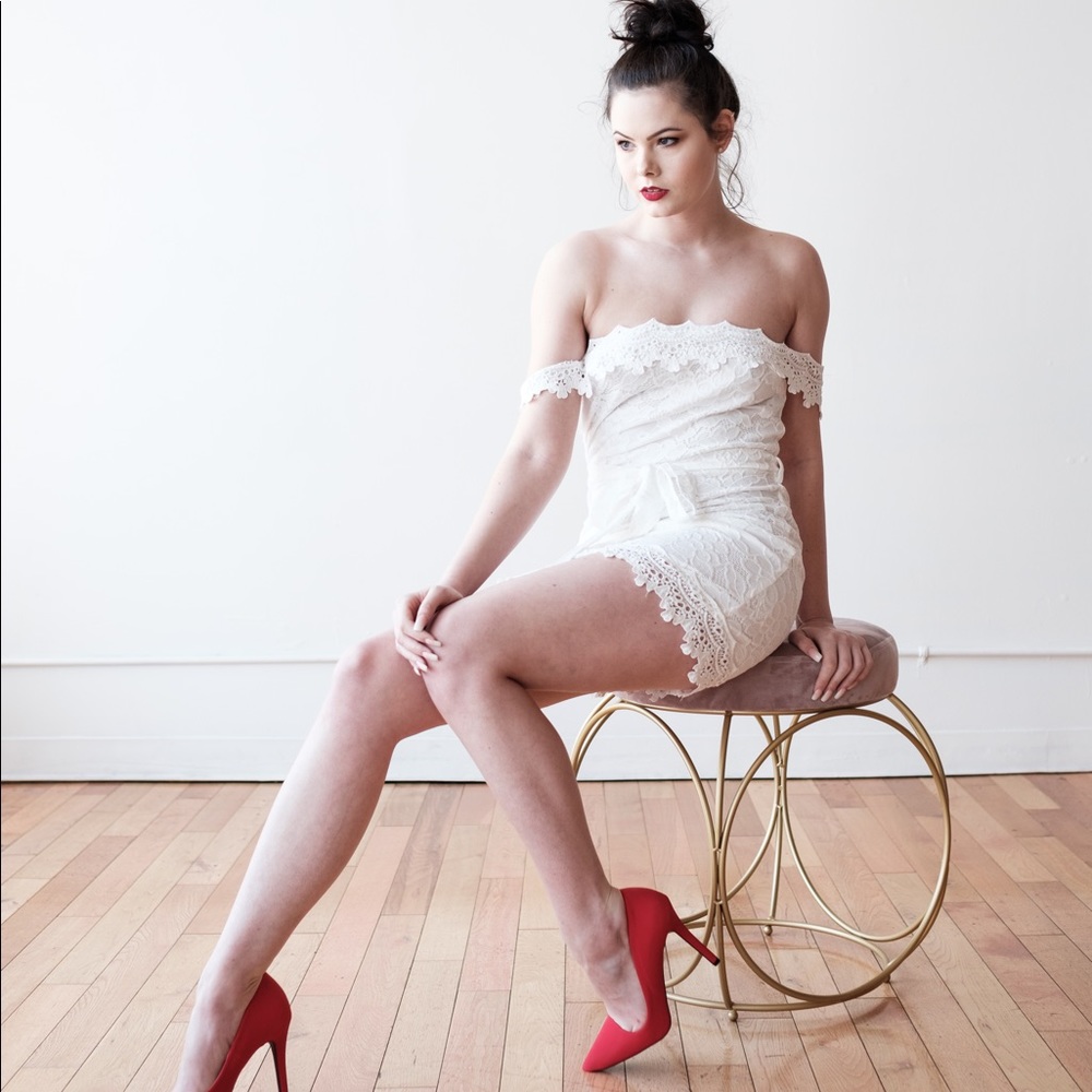 Lace Detail White Dress
